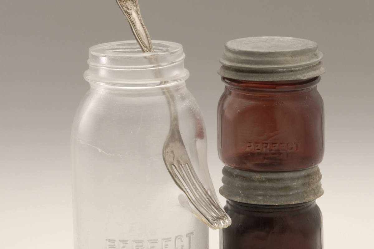 Jennifer Halvorson, Perfect Influence, Blown glass, tatted lace, found objects, 9.5" x 9" x 6"